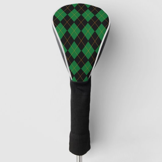 Couvre-club De Golf Motif Jacquard vert et noir (Devant)