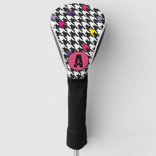 Couvre-club De Golf Motif moderne Houndstooth rose violet jaune (Devant)