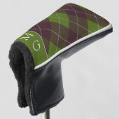 Couvre-club De Golf Motif monogramme argyle vert foncé classique (Devant 3/4)