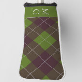 Couvre-club De Golf Motif monogramme argyle vert foncé classique (Tourné à 90°)