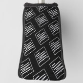 Couvre-club De Golf Motif monogramme moderne | Noir & Blanc (Tourné à 90°)