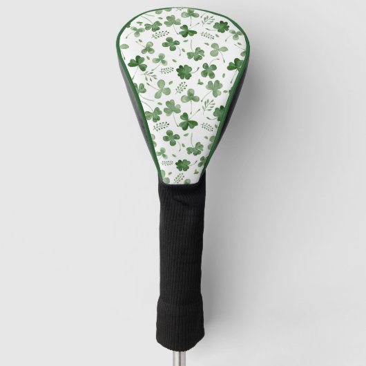 Couvre-club De Golf Motif mou de shamrock d'aquarelle (Devant)
