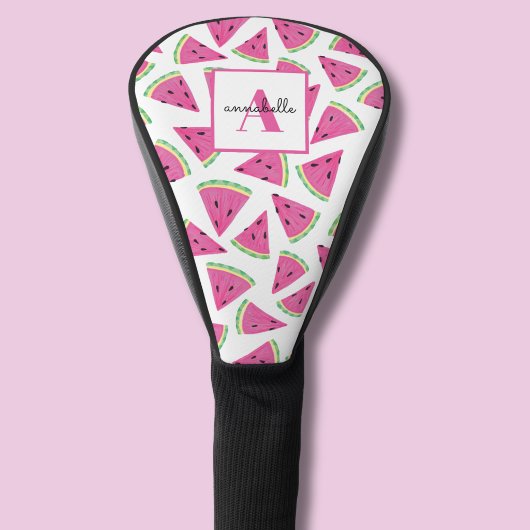 Couvre-club De Golf Motif Pastèque Tropicale Rose Monogramme