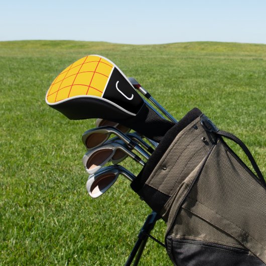 Couvre-club De Golf Motif Plaid simple, Jaune et Rouge (In Situ)