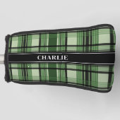 Couvre-club De Golf Motif Plaid Vert Et Noir Avec Nom Personnalisé (Devant)