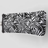 Couvre-club De Golf Motif Répétant à feuilles tropicales noires et bla (Devant)