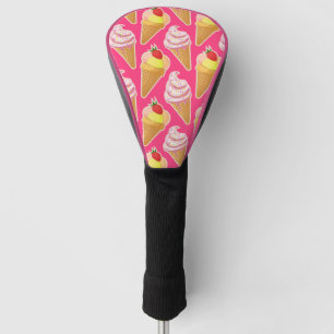 Couvre-club De Golf Motif rose Kawaii avec crème glacée aux fraises