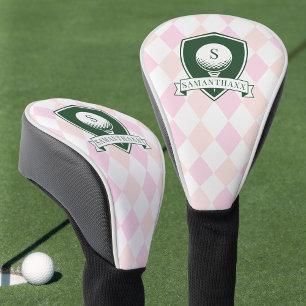 Couvre-club De Golf Motif Rose Moderne Monogramme de Golfeur Vert