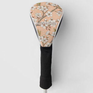 Couvre-club De Golf Motif Sakura en fleurs de cerisier rose sur rose (