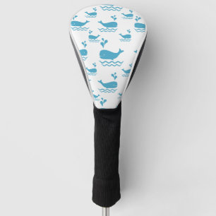 Couvre-club De Golf Motif sans couture de baleine bleue mignonne (1)