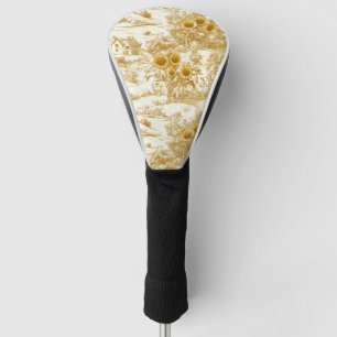 Couvre-club De Golf Motif Toile de Tournesol de Ferme en Or Chaud