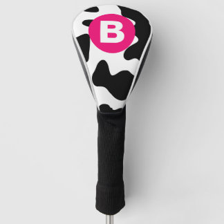 Couvre-club De Golf Motif vache fantaisie patch monogramme rose