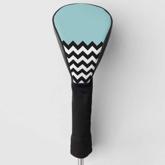 Couvre-club De Golf Motif Zigzag noir et blanc, Chevron, Bleu (Devant)
