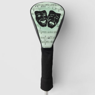 Couvre-club De Golf Musique verte et masques grecs de théâtre