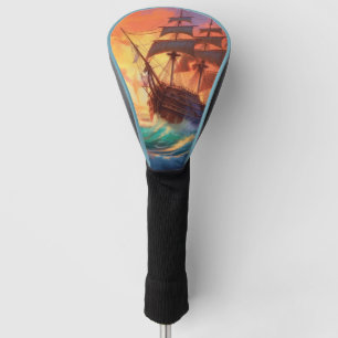 Couvre-club De Golf Navire À Voile Sur Une Mer Tempérée