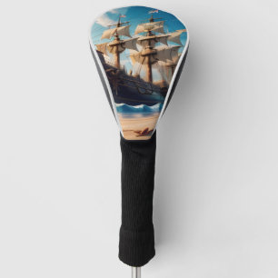 Couvre-club De Golf Navire pirate de plage tropicale