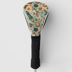 Couvre-club De Golf Navires vintages à fusée spatiaux Motif -Cosmos(7)