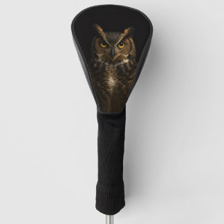 Couvre-club De Golf Noir 4 Luxe Golf Driver Cover, Golden Eye Owl