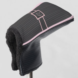 Couvre-club De Golf Noir avec couvercle à pinces roses