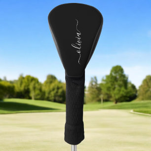 Couvre-club De Golf Noir Blanc Moderne Minimaliste Élégant Monogramme