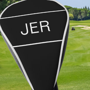 Couvre-club De Golf Noir Initiales Monogrammes personnalisées Modern