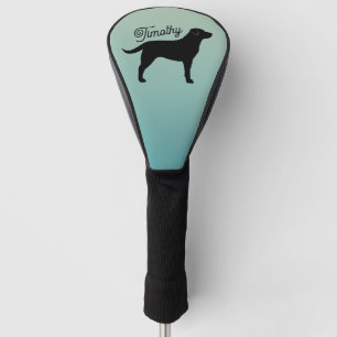 Couvre-club De Golf Noir Labrador Retriever Silhouette Nom personnalis