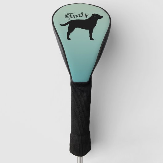 Couvre-club De Golf Noir Labrador Retriever Silhouette Nom personnalis (Devant)