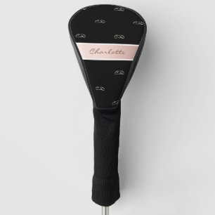 Couvre-club De Golf Noir rose or rousse monogramme nom initiales