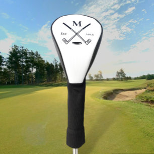 Couvre-club De Golf Noir sur blanc Monogramme Golf Club Couverture