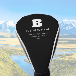 Couvre-club De Golf Nom commercial modifiable et Slogan Noir & Blanc