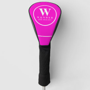 Couvre-club De Golf Nom de golf à monogramme rose