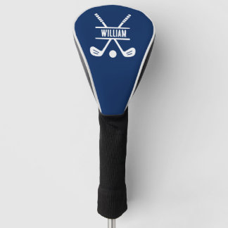Couvre-club De Golf Nom de golf personnalisé Monogramme Sports Navy