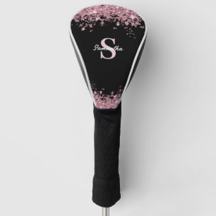 Couvre-club De Golf Nom du monogramme de Parties scintillant rose élég