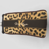 Couvre-club De Golf Nom du monogramme Empreinte de léopard (Devant)