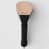 Couvre-club De Golf Nom du monogramme Rose or noir blanc Script (Devant)
