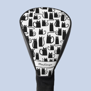 Couvre-club De Golf Nom du Motif de chat noir Couvercle de tête de gol