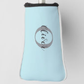 Couvre-club De Golf Nom du script de monogramme Turquoise léger (Tourné à 90°)