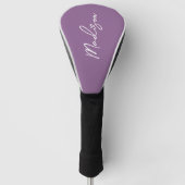 Couvre-club De Golf Nom du script monogramme violet Femmes (Devant)