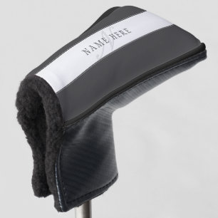 Couvre-club De Golf Nom élégant et monogramme Gris foncé et clair