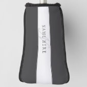 Couvre-club De Golf Nom élégant et monogramme | Gris foncé et clair (Tourné à 90°)
