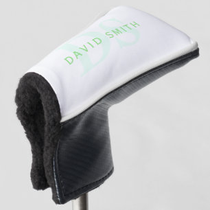 Couvre-club De Golf Nom et monogramme modernes Vert et blanc