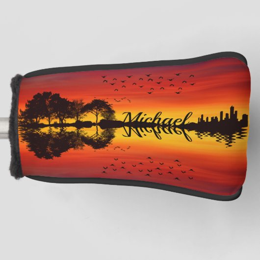 Couvre-club De Golf Nom guitariste orange moderne Aquarelle (Devant)