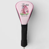 Couvre-club De Golf Nom initial Monogramme Rose Girly (Devant)