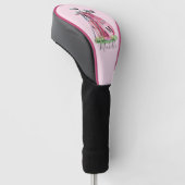 Couvre-club De Golf Nom initial Monogramme Rose Girly (Incliné)