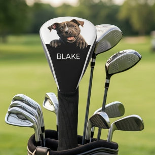 Couvre-club De Golf Nom minimaliste de chien Pibull qui regarde Custom