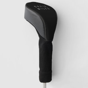 Couvre-club De Golf Nom modifiable minimaliste moderne Noir & Blanc