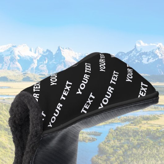 Couvre-club De Golf Nom modifiable répété en gras | Blanc noir simple