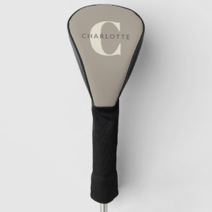Couvre-club De Golf Nom Monogramme élégant Chic Rustic Taupe