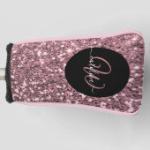 Couvre-club De Golf Nom monogramme élégant rose or parties scintillant (Devant)