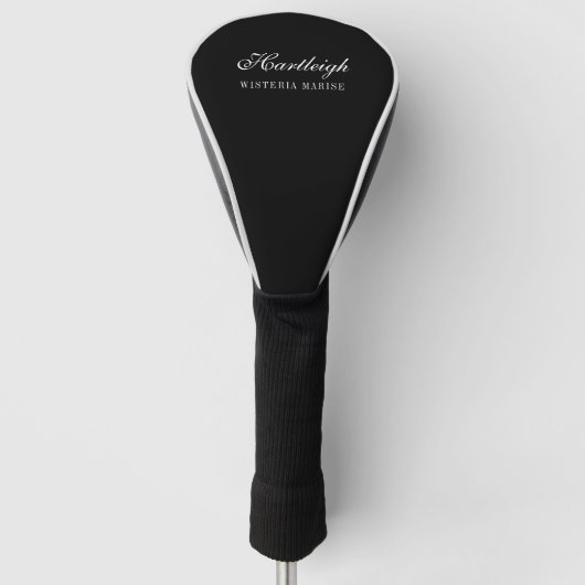 Couvre-club De Golf Nom Monogramme Noir Blanc Moderne (Devant)